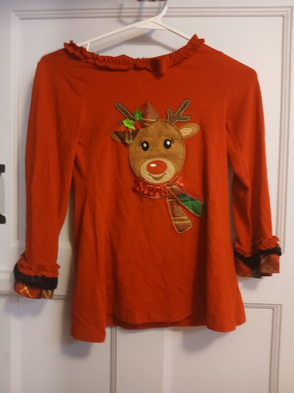 Rare, Too! Girls 6x Red Reindeer Long Sleeve Shirt